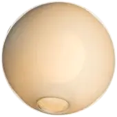Bocci 28 ceiling light, opaque grey glass sphere, recessed mount, warm gradient interior, minimalist modern design.